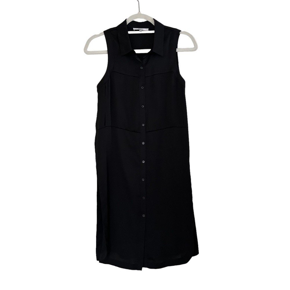 RO & DE BLACK LONG BUTTON DOWN SLEEVELESS BLOUSE SIZE XS